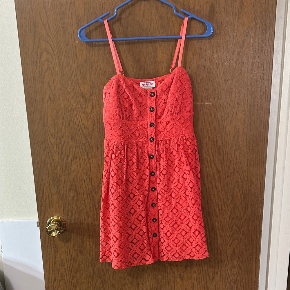 Trixxi Coral Lace Button-Front Tank top/Dress size medium